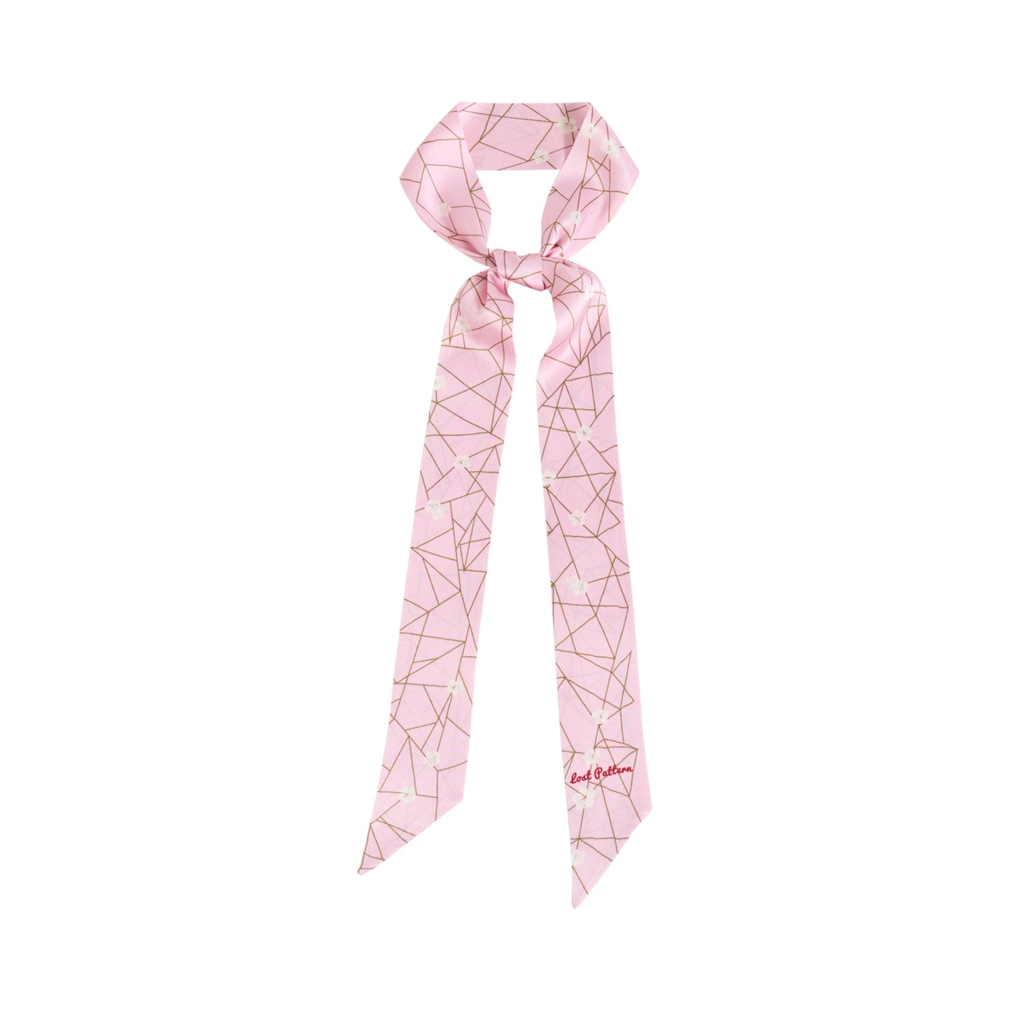 "Almond Blossom" Silk Skinny Scarf - Peach