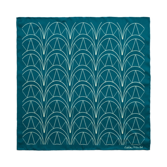 "Chrysler" Silk Bandana Scarf - Skyline Teal