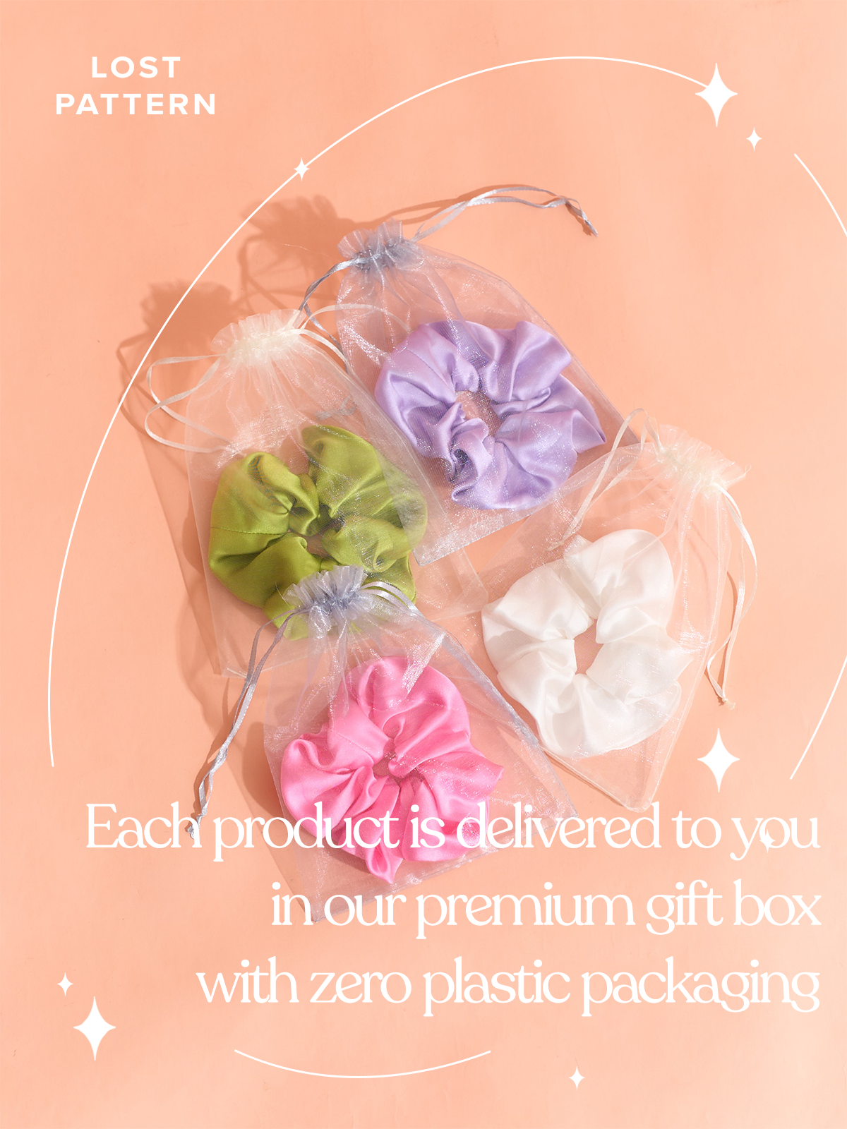 "Silken Hair" Silk Scrunchie Hair Tie - White