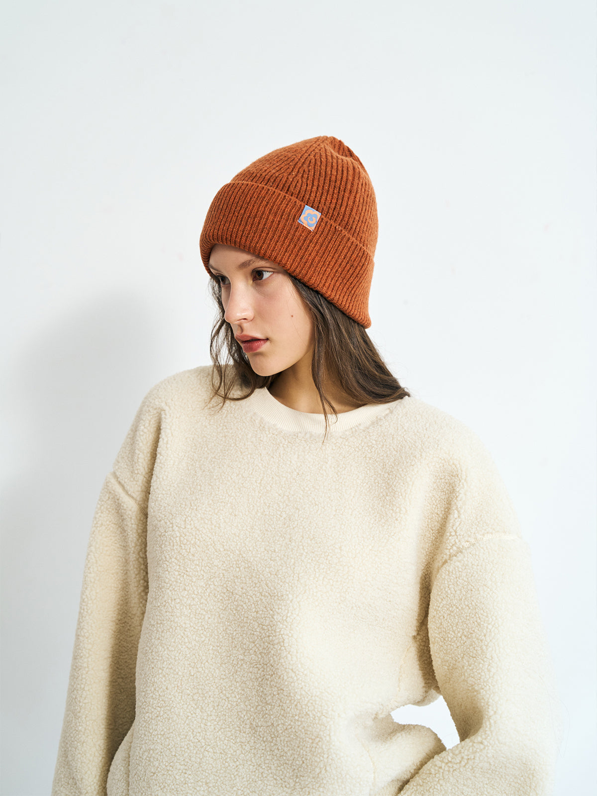 "Extra Fine Marino" Wool Knit Beanie Hat - Burnt Orange