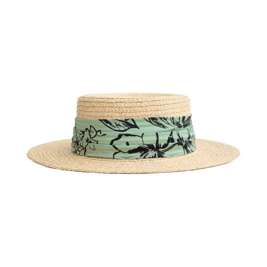 "La Isla" Straw Hat with Ribbon Band - Green