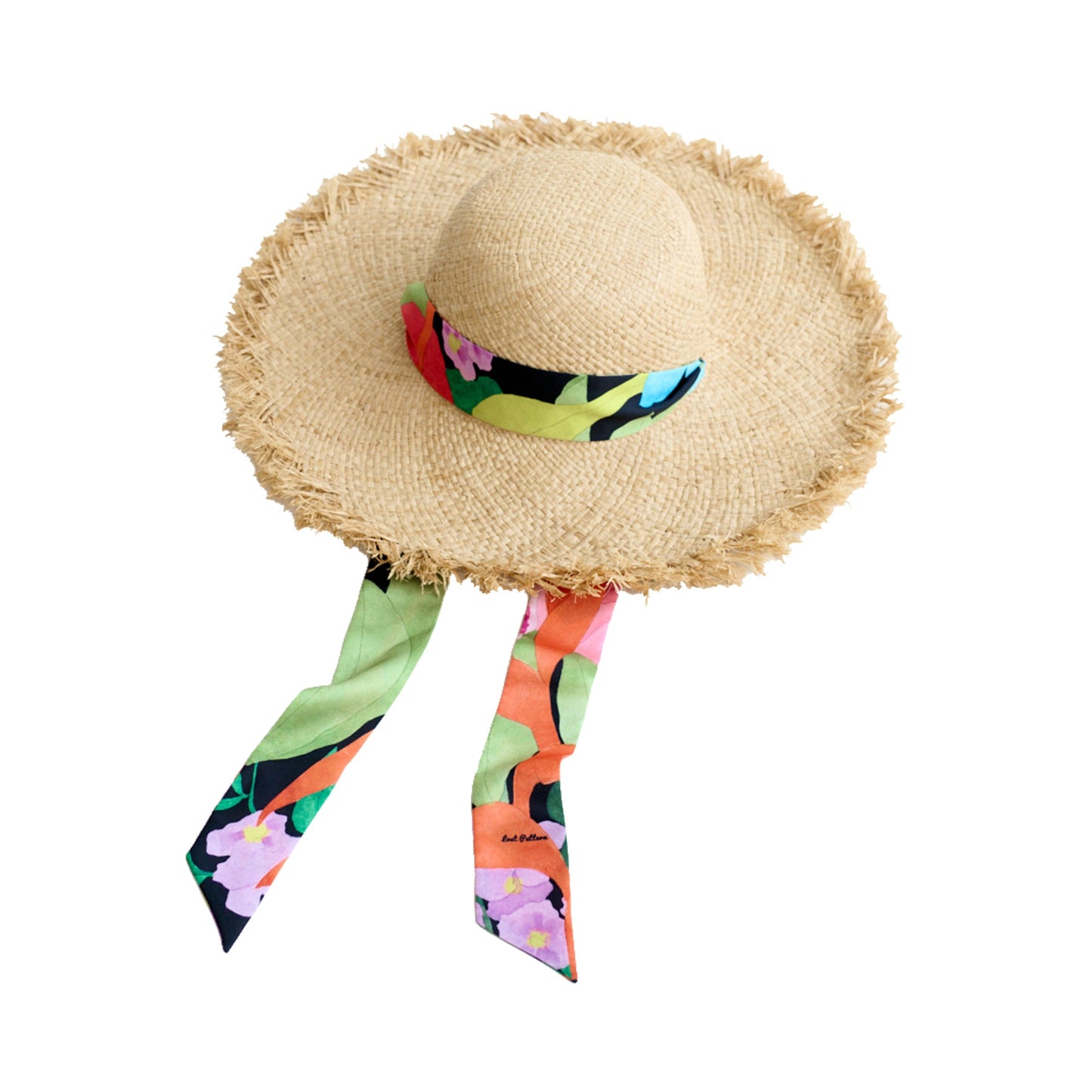 "Cartagena" Straw Hat with Ribbon Tie - Black & Orange