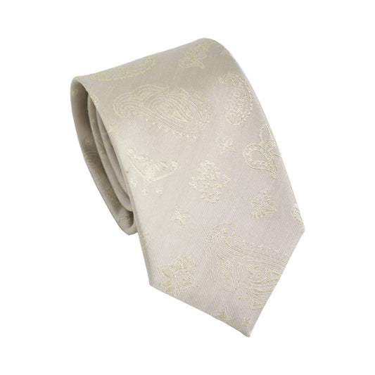 “Paisley" Silk Jacquard Tie - Champagne