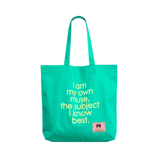 "The Voice of Frida" Cotton Tote Bag - Jade Green