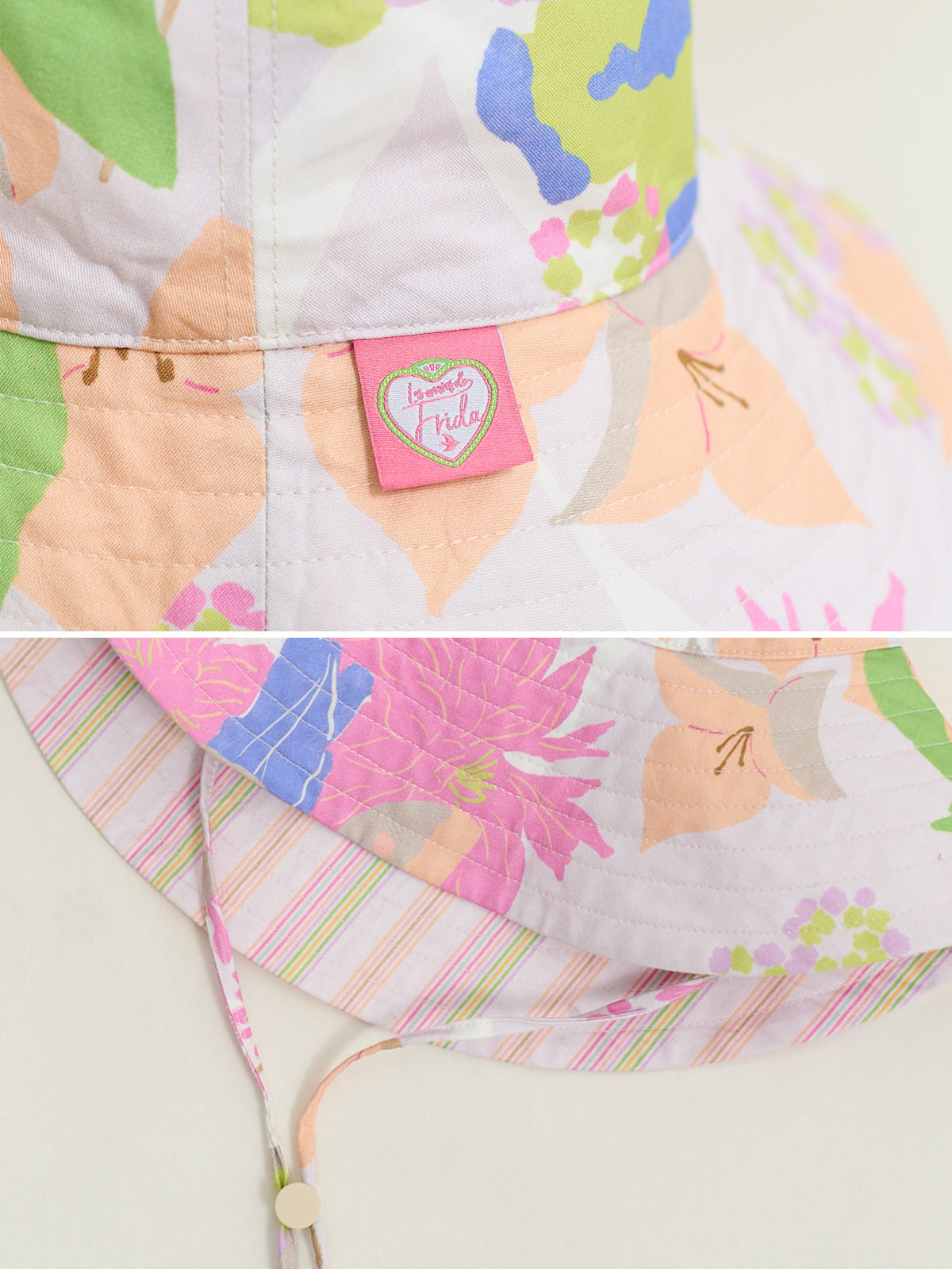 FRIDA x LOST PATTERN "Frida's Garden" Cotton Reversible Sun Hat - Pink