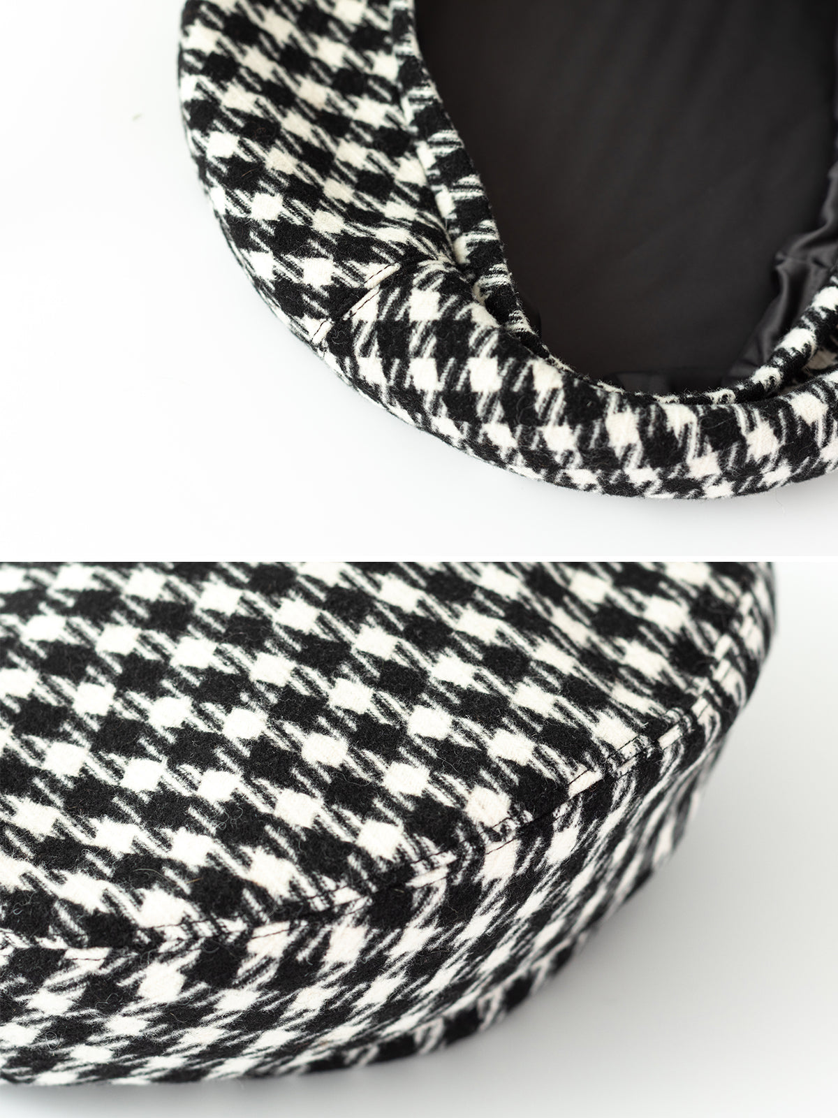 "Houndstooth" Beret Hat - Black & White