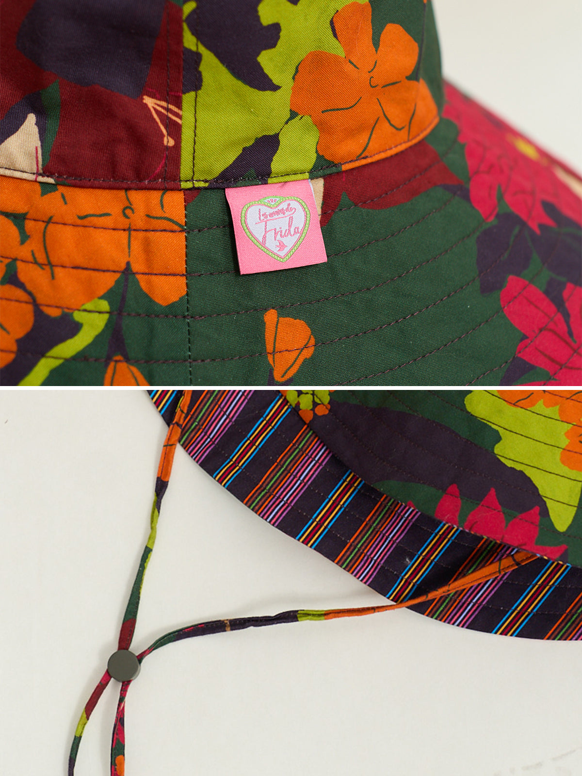 FRIDA x LOST PATTERN "Frida's Garden" Cotton Reversible Sun Hat - Green