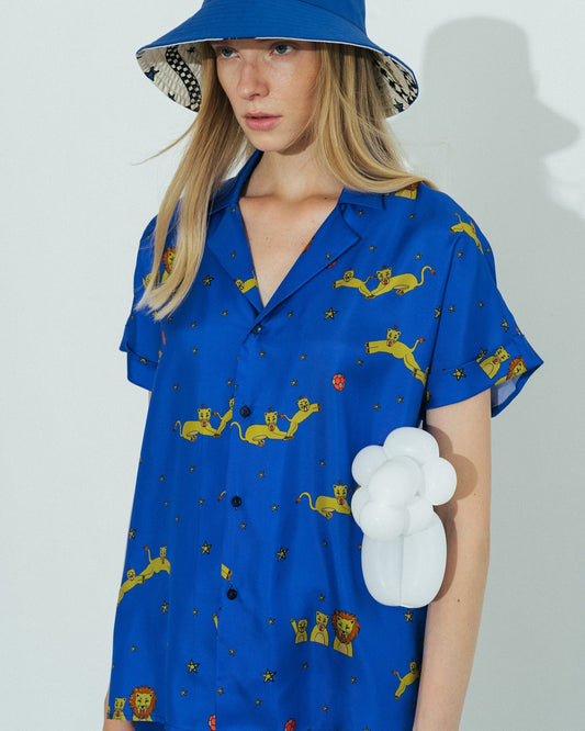 Shantall Lacayo x Lost Pattern Silk Shirt - Electric Blue