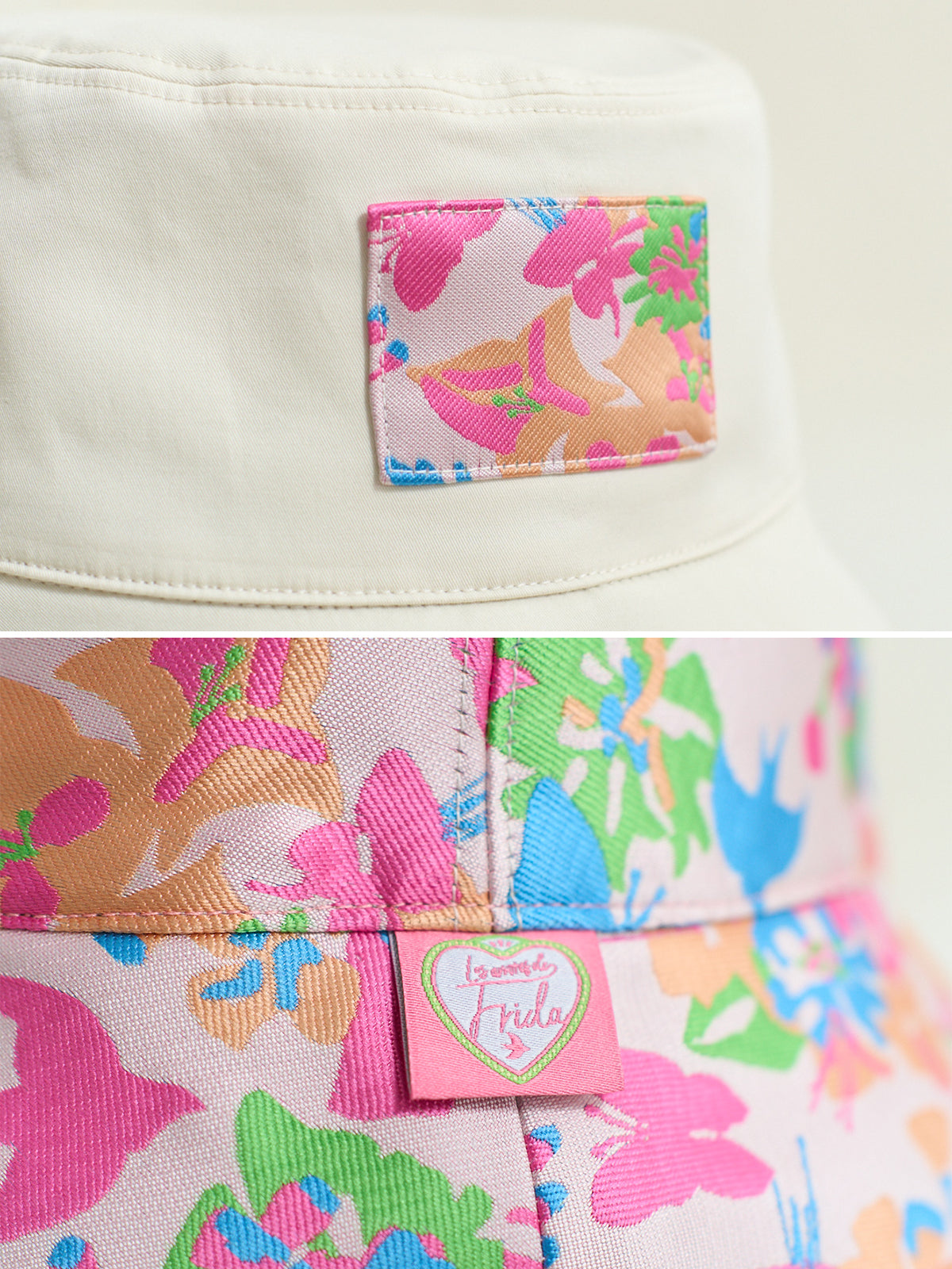 FRIDA X LOST PATTERN "Frida's Garden" Jacquard Reversible Bucket Hat - White