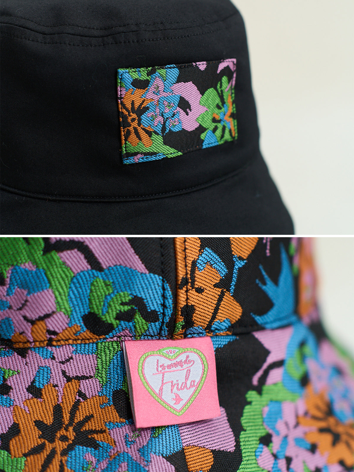 FRIDA X LOST PATTERN "Frida's Garden" Jacquard Reversible Bucket Hat - Black