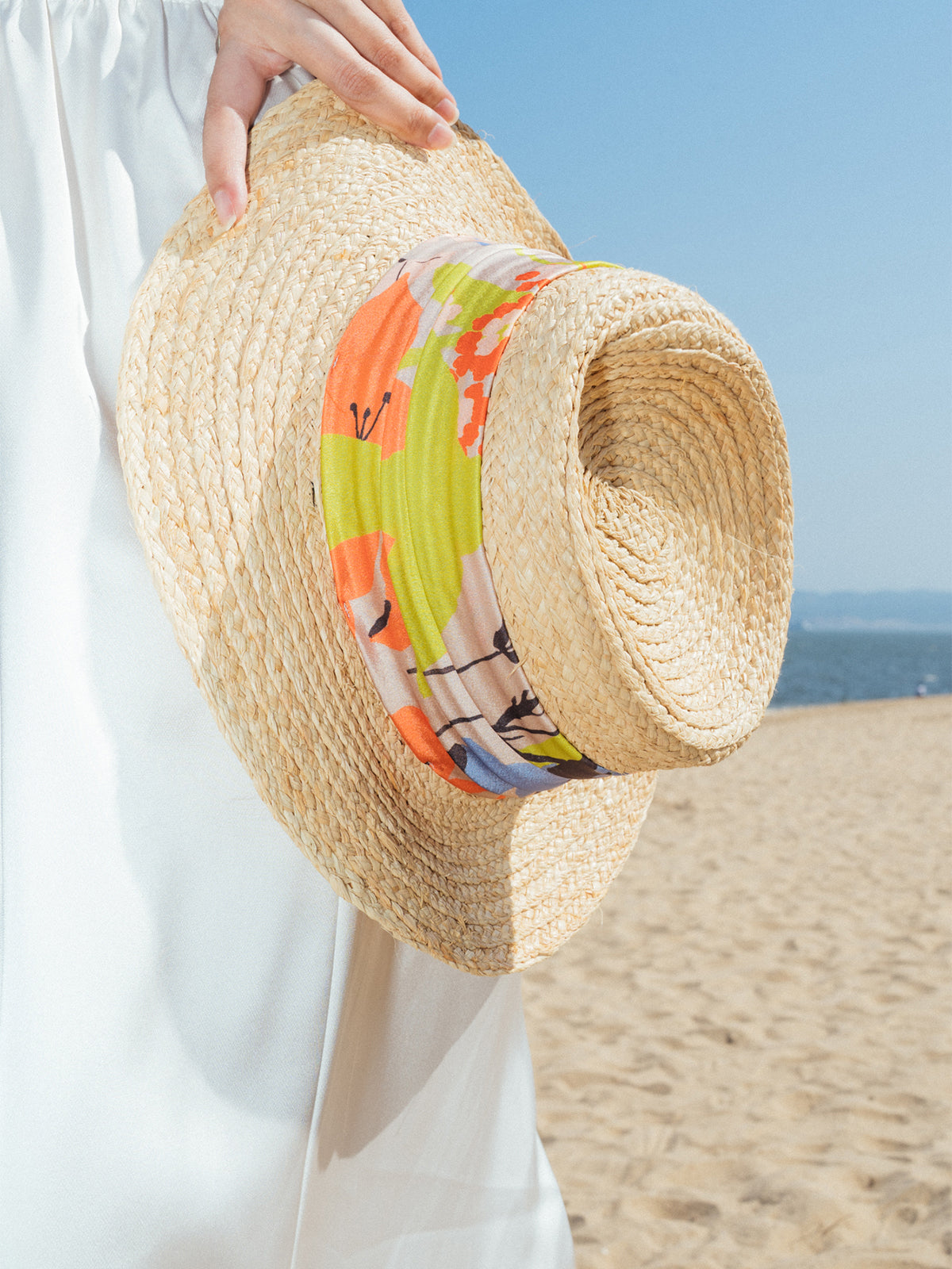 "Frida's Garden" Straw Hat with Ribbon Band - Pastel