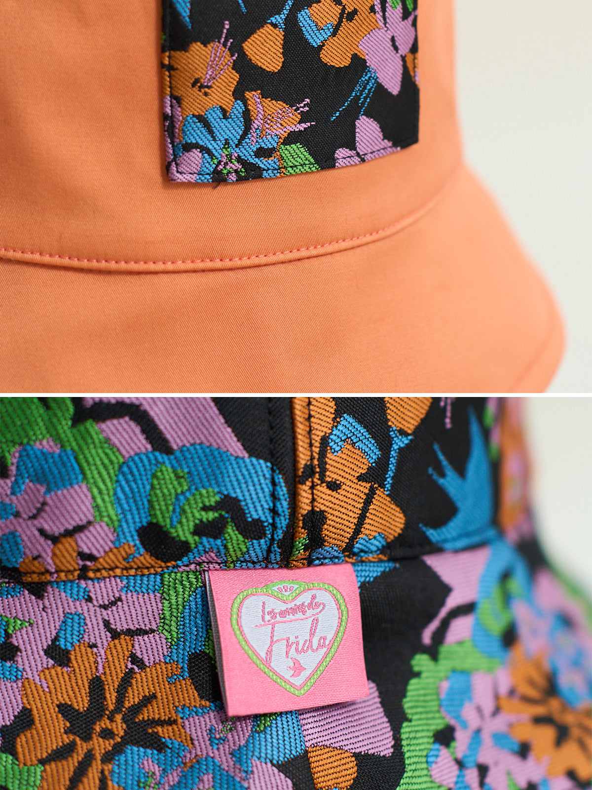FRIDA X LOST PATTERN "Frida's Garden" Jacquard Reversible Bucket Hat - Salmon