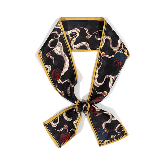 "Dream" Silk Twill Neck Bow - Black