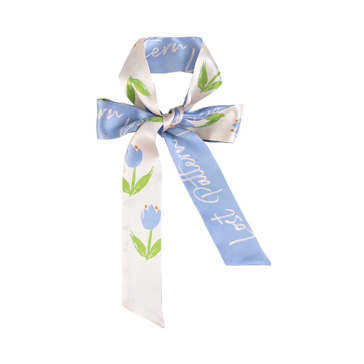 "Tulip" Silk Skinny Scarf - Sky Blue