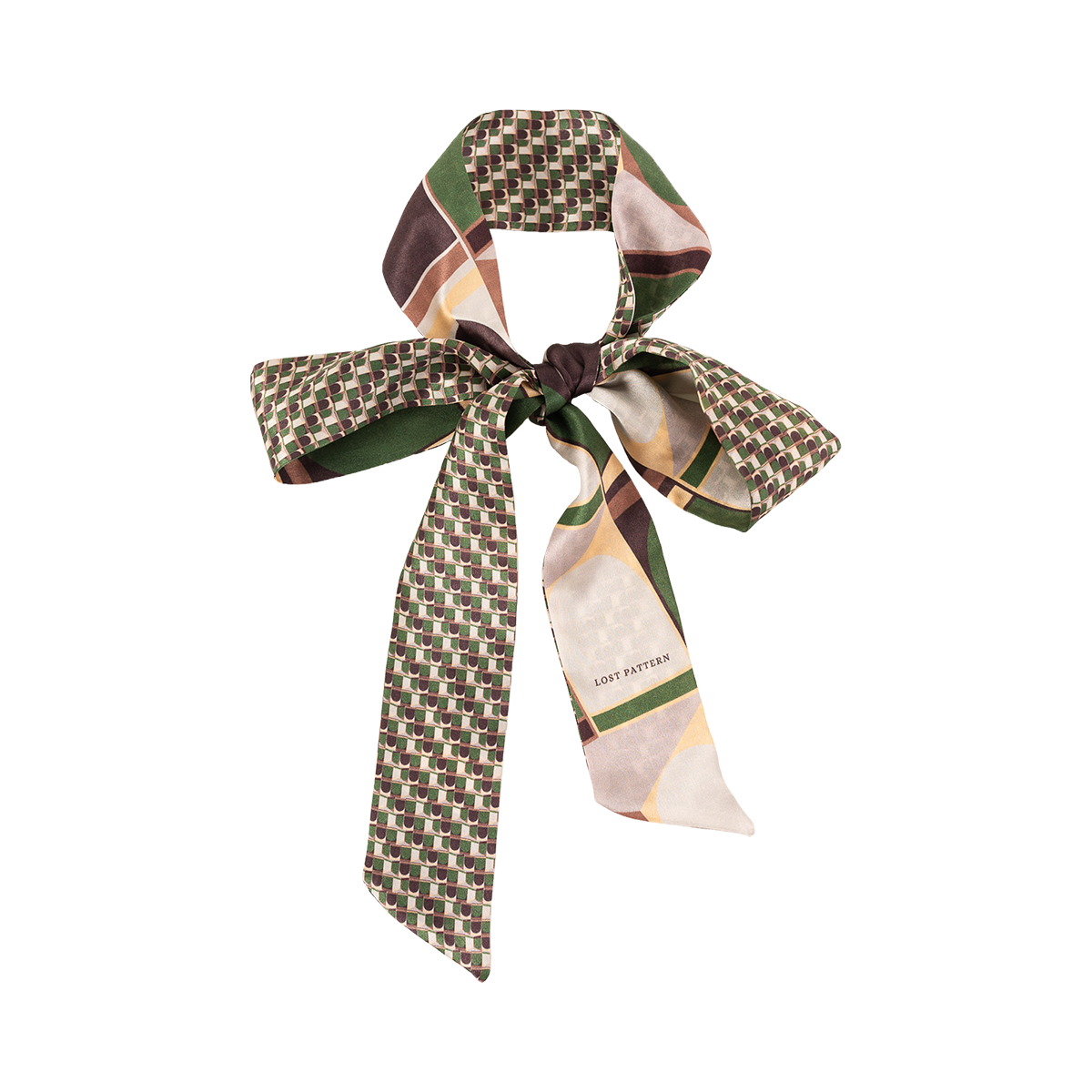 "Modular" Silk Skinny Scarf - Green