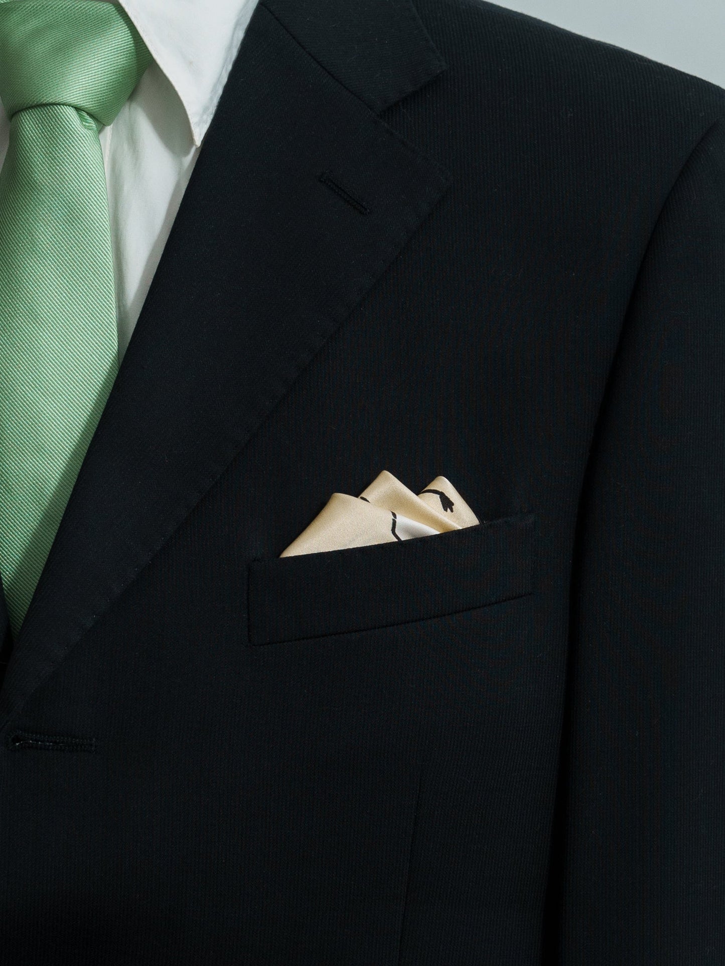 "Little Egret" Silk Pocket Square - Beige