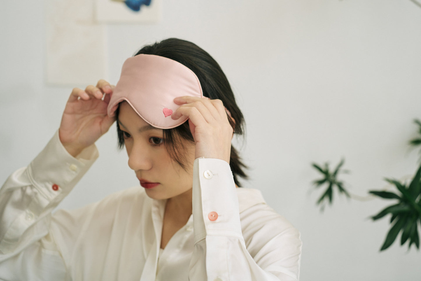 "Love Heart" Silk Sleep Eye Mask - Pink