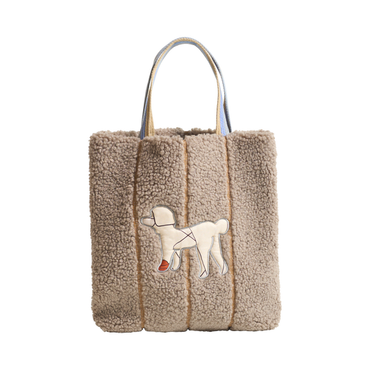 "Pan Pan" Shearling Tote Bag - Taupe