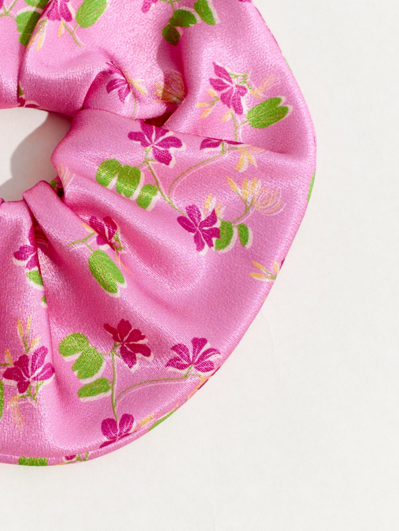 "Beach Blossom" Oversized Viscose Scrunchie Hair Tie - Pink