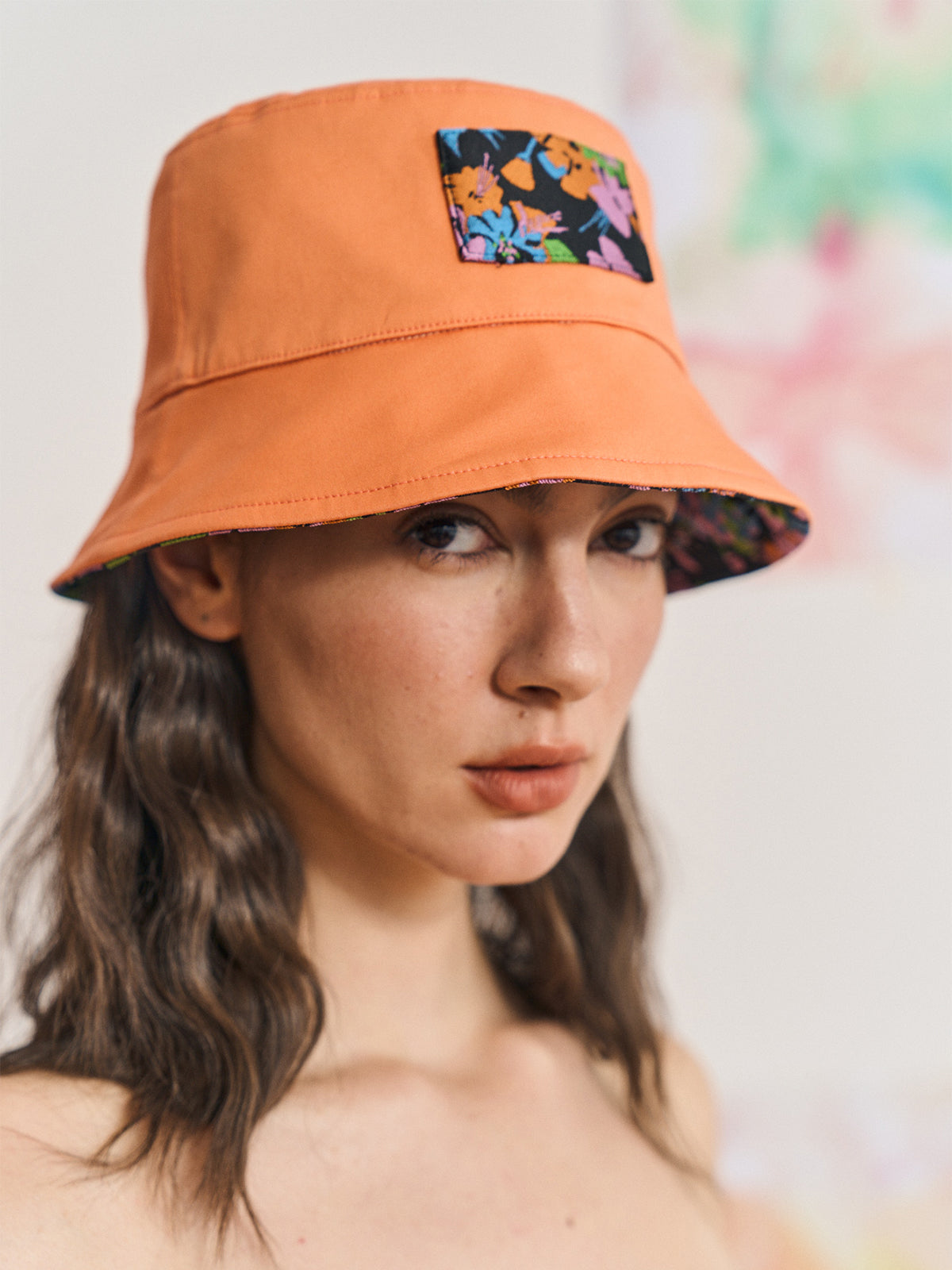 FRIDA X LOST PATTERN "Frida's Garden" Jacquard Reversible Bucket Hat - Salmon