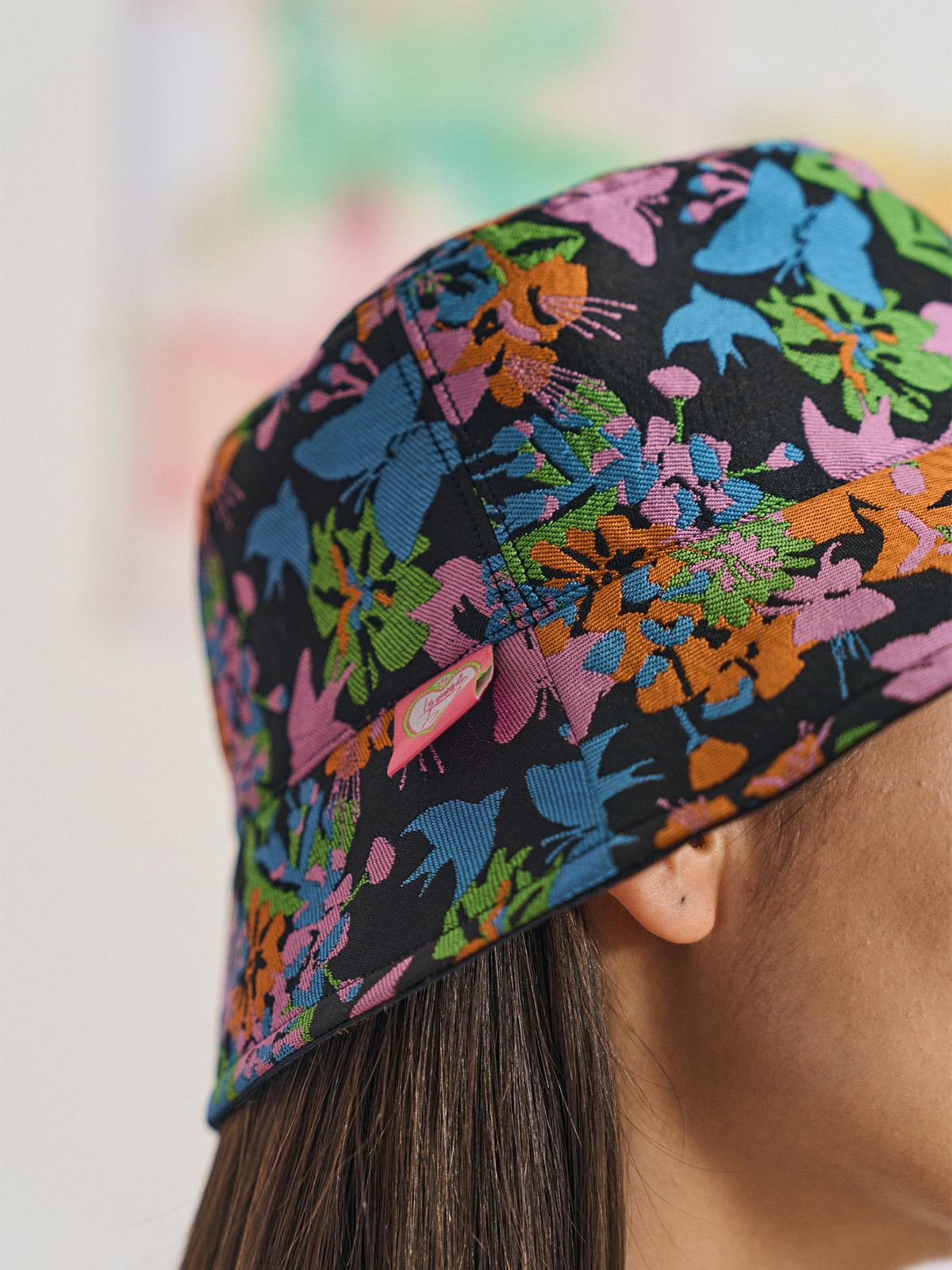 FRIDA X LOST PATTERN "Frida's Garden" Jacquard Reversible Bucket Hat - Black