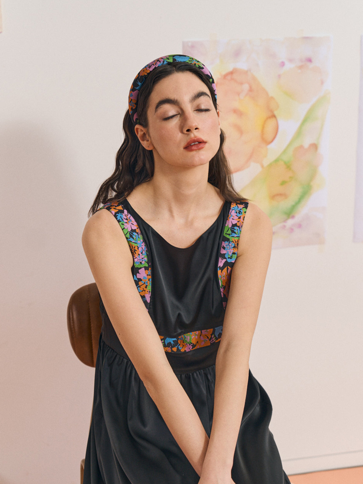 FRIDA x LOST PATTERN "Frida's Garden" Jacquard Hairband - Black