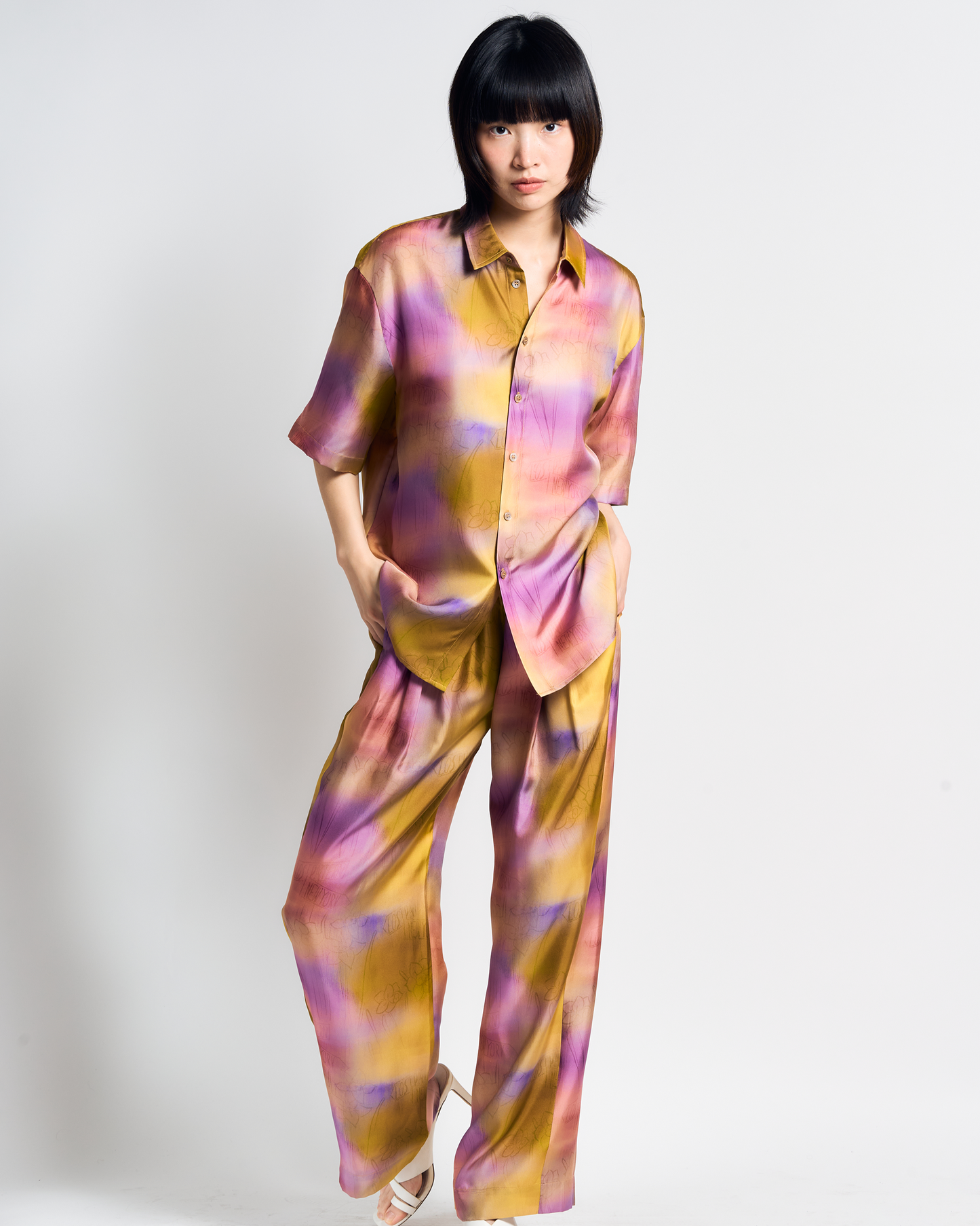 "Brooklyn" Silk Wide Leg Palazzo Pants - Pink