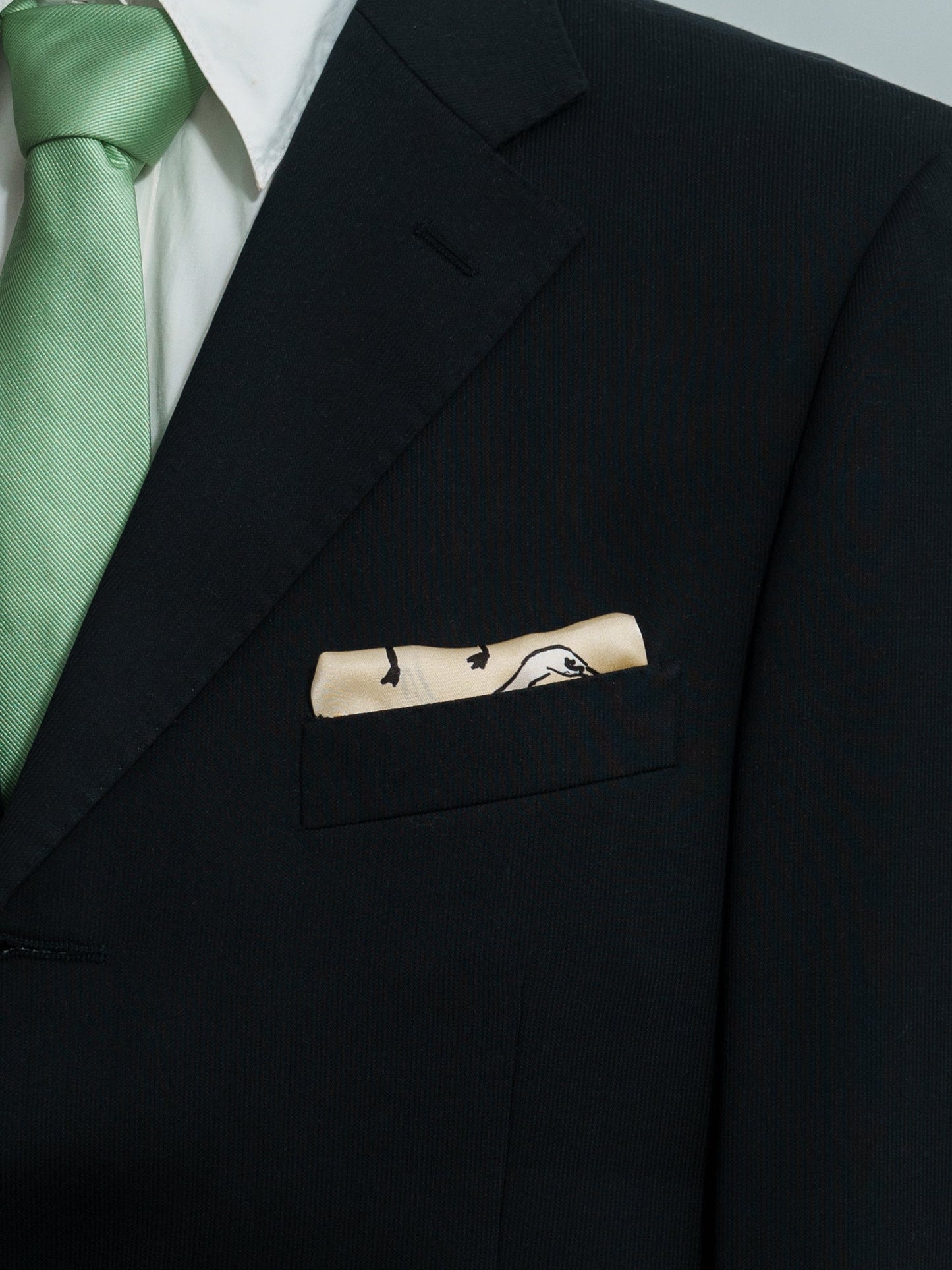 "Little Egret" Silk Pocket Square - Beige