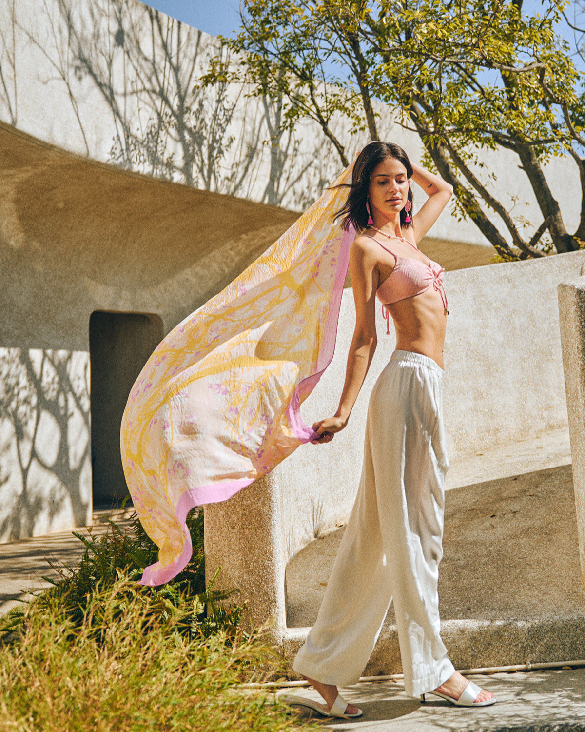 "Coco Dream" Beach Sarong Wrap  - Pink & Yellow