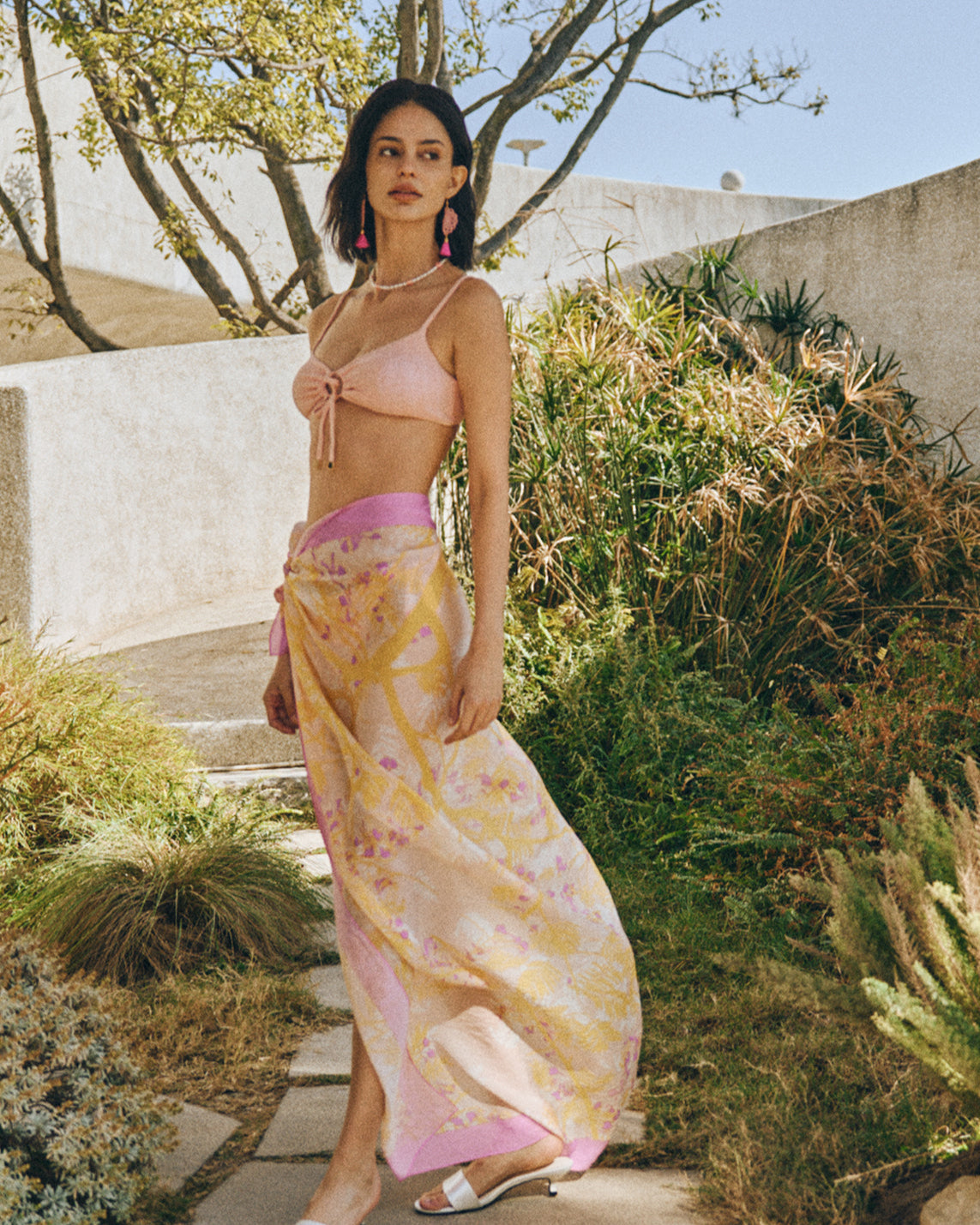 "Coco Dream" Beach Sarong Wrap  - Pink & Yellow