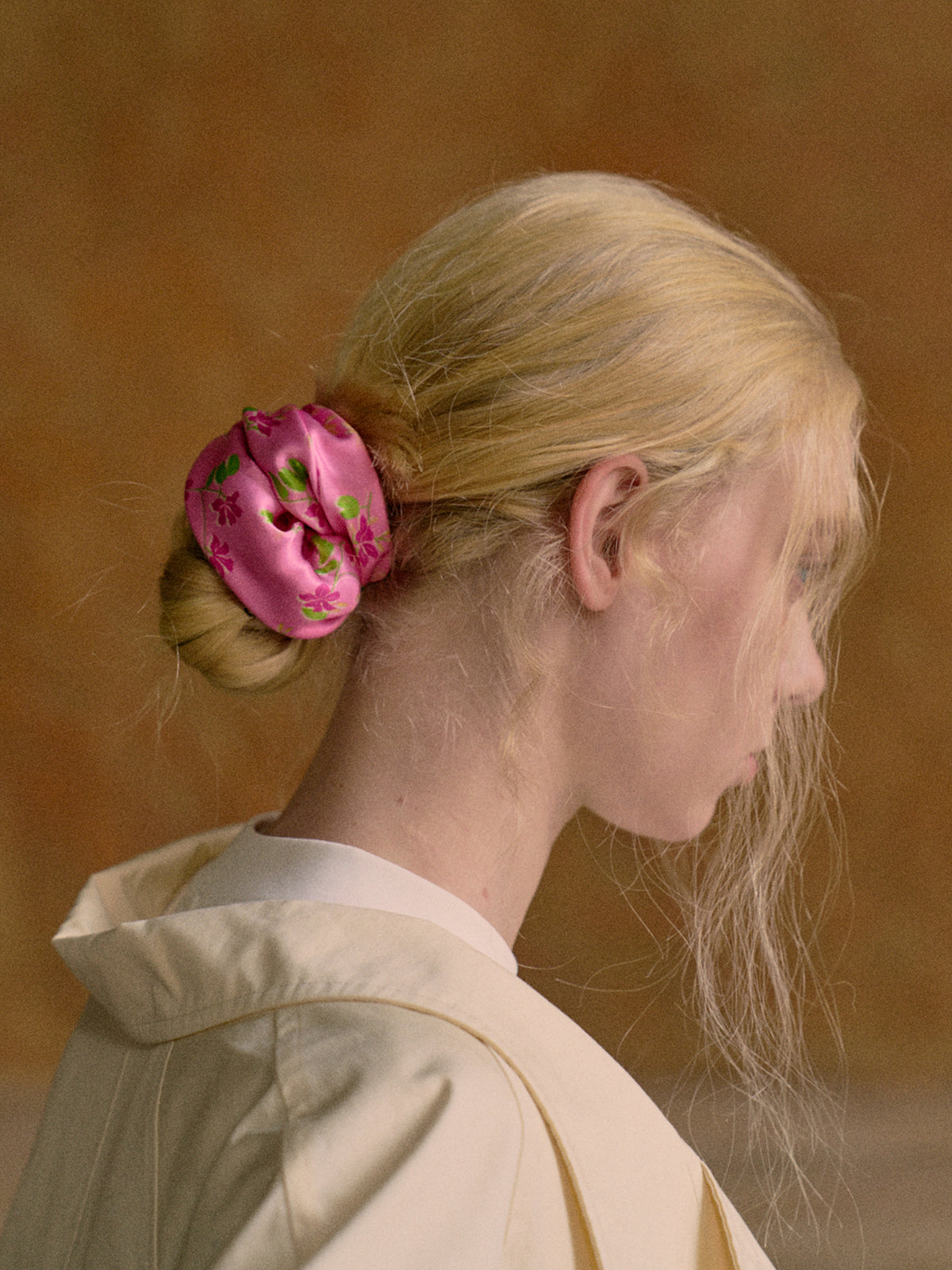 "Beach Blossom" Oversized Viscose Scrunchie Hair Tie - Pink