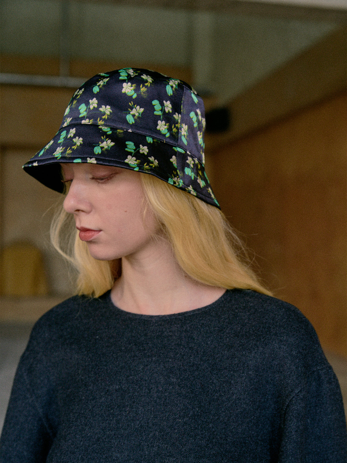 "Beach Blossom" Reversible Bucket Hat - Black