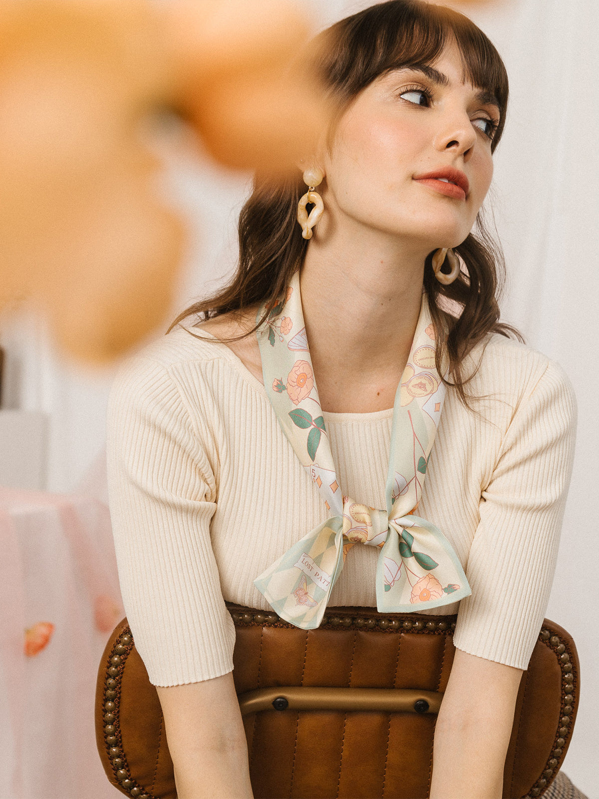 ”Wonderland“ Silk Twill Neck Bow - Pastel Green
