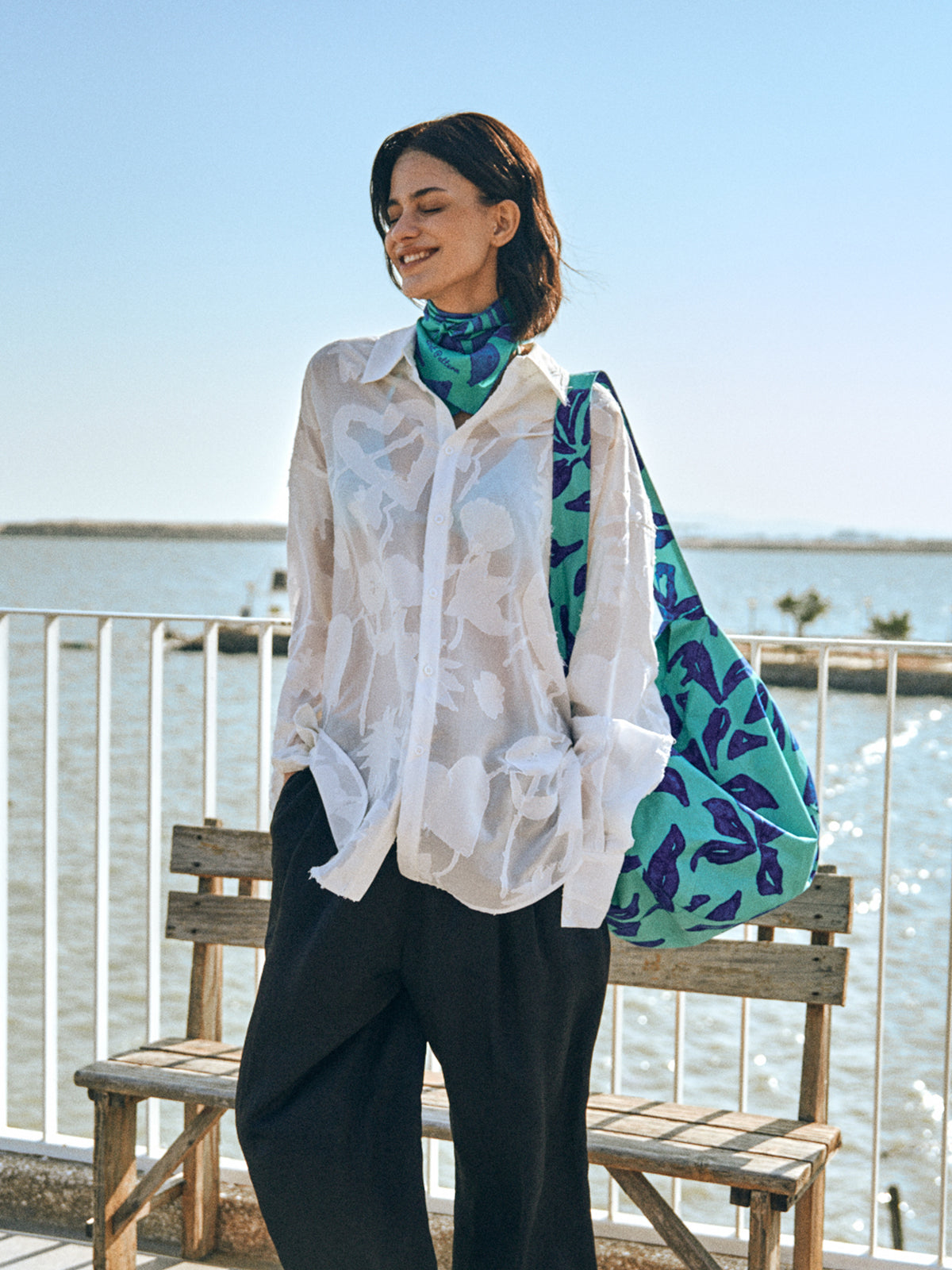 “Tropical Bliss” Hobo Crossbody Bag - Ocean Blue