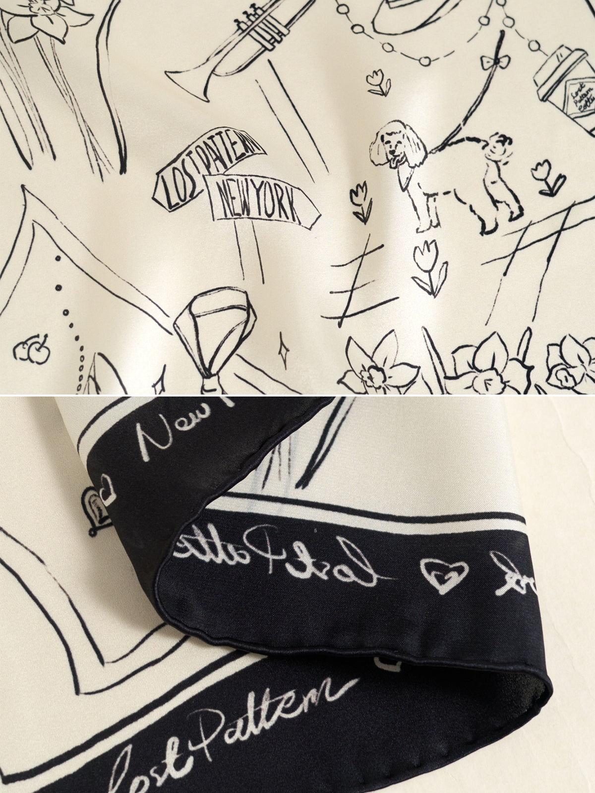 "New York in Sketches" Silk Pocket Square - Black & White