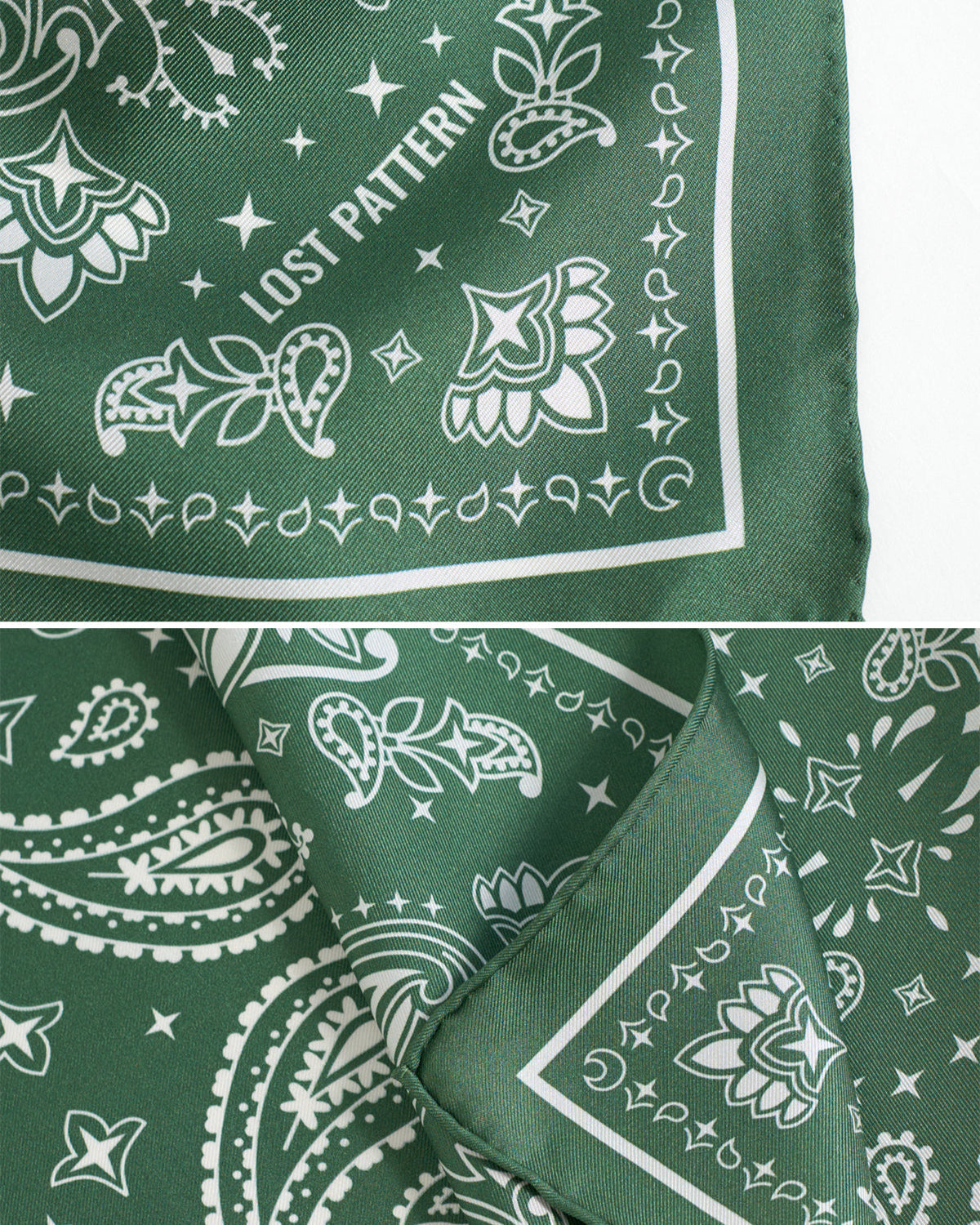 “Paisley" Silk Bandana Scarf - Sagebrush Green