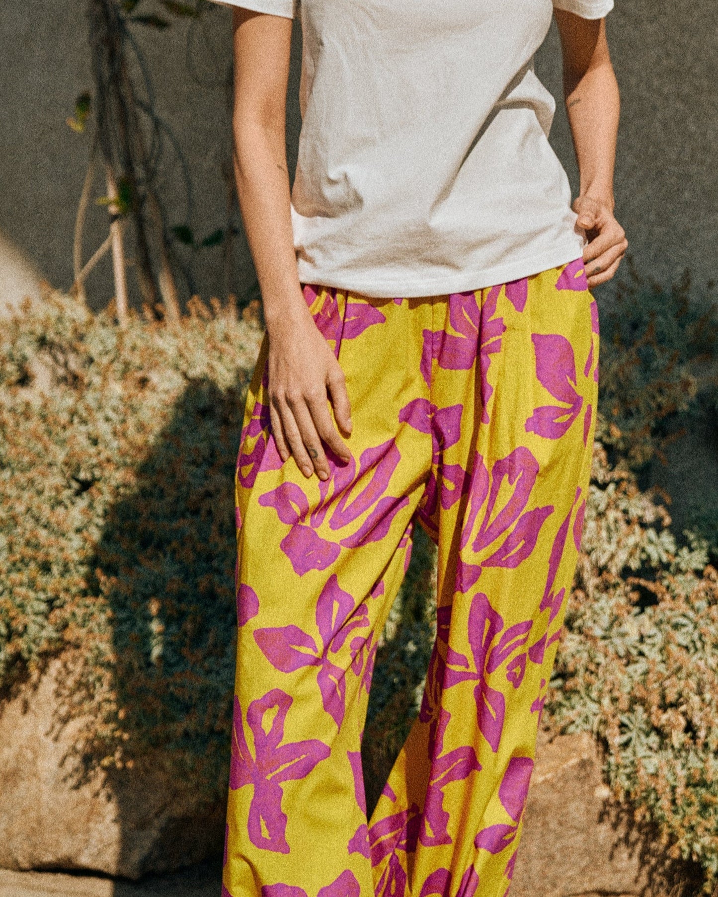 “Tropical Bliss” Wide-Leg Palazzo Pants - Golden Hour