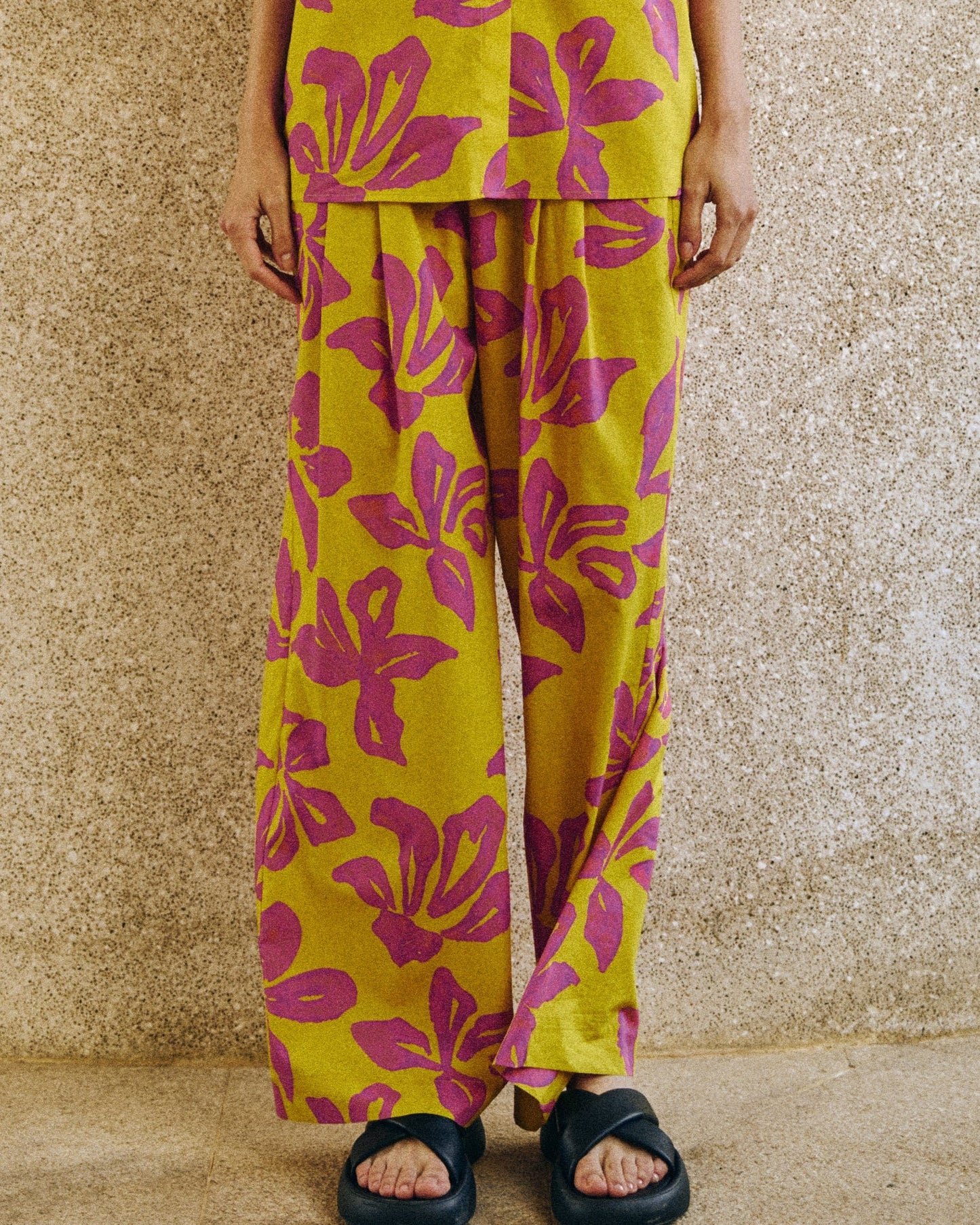 “Tropical Bliss” Wide-Leg Palazzo Pants - Golden Hour