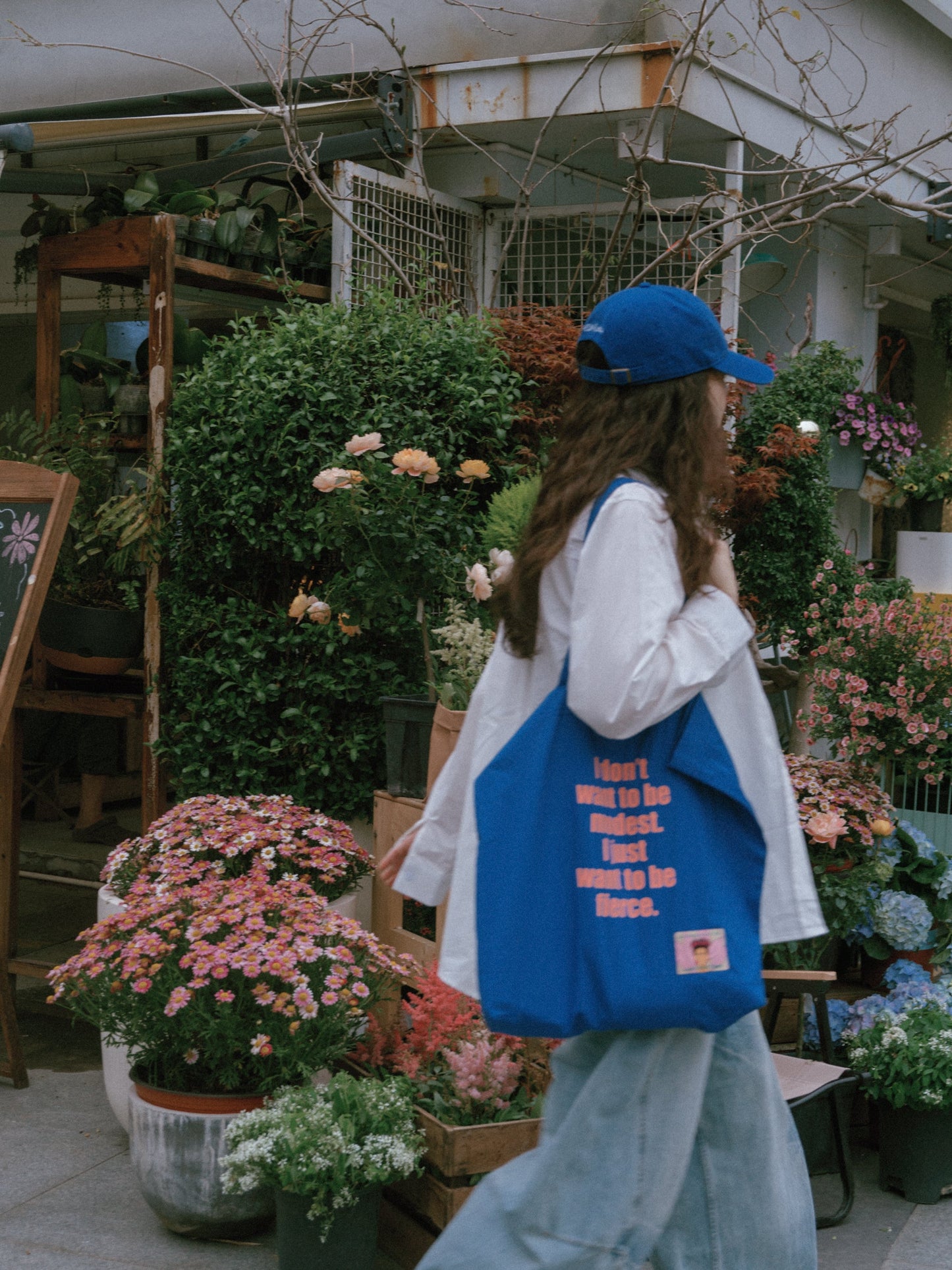 "The Voice of Frida" Cotton Tote Bag - Casa Azul Blue