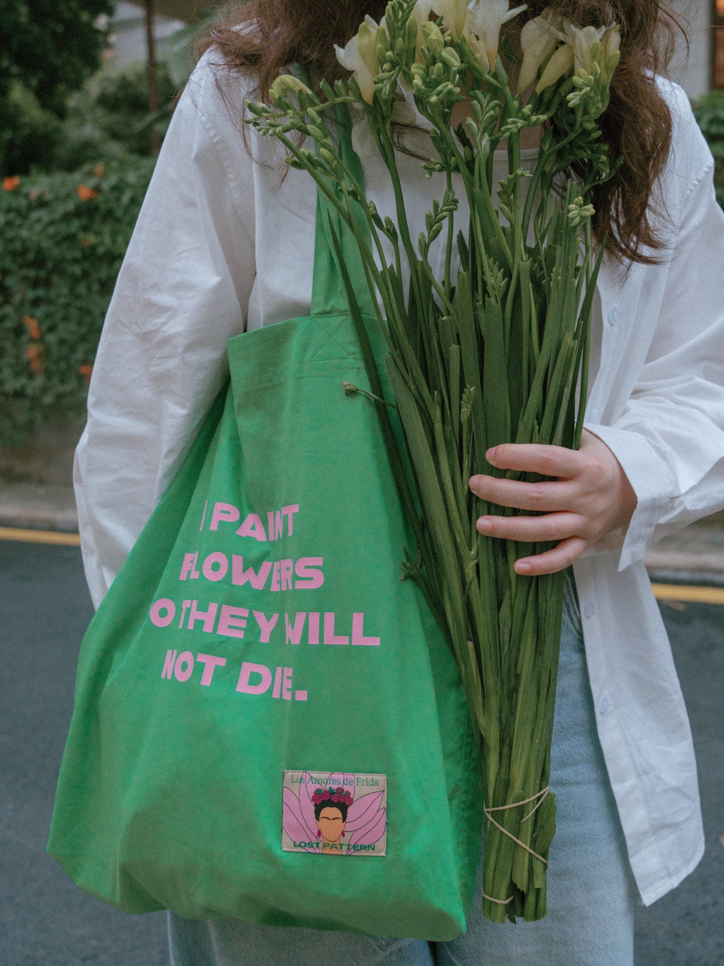 "The Voice of Frida" Cotton Tote Bag - Cactus Green