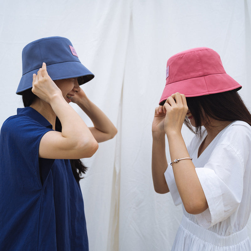"Forest" Cotton Reversible Bucket Hat - Rose Red