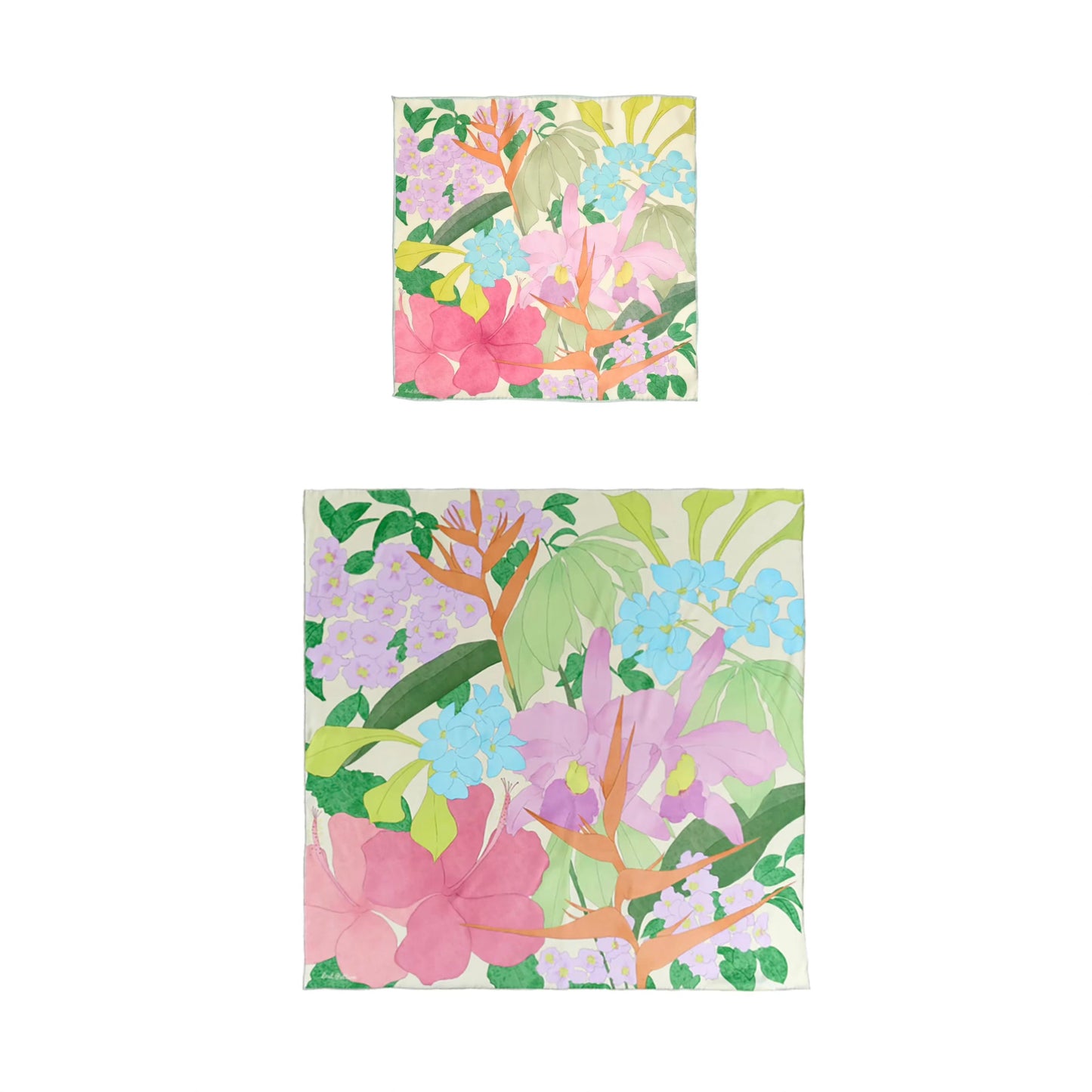 "Cartagena" Silk Pocket Square & Large Silk Scarf Set