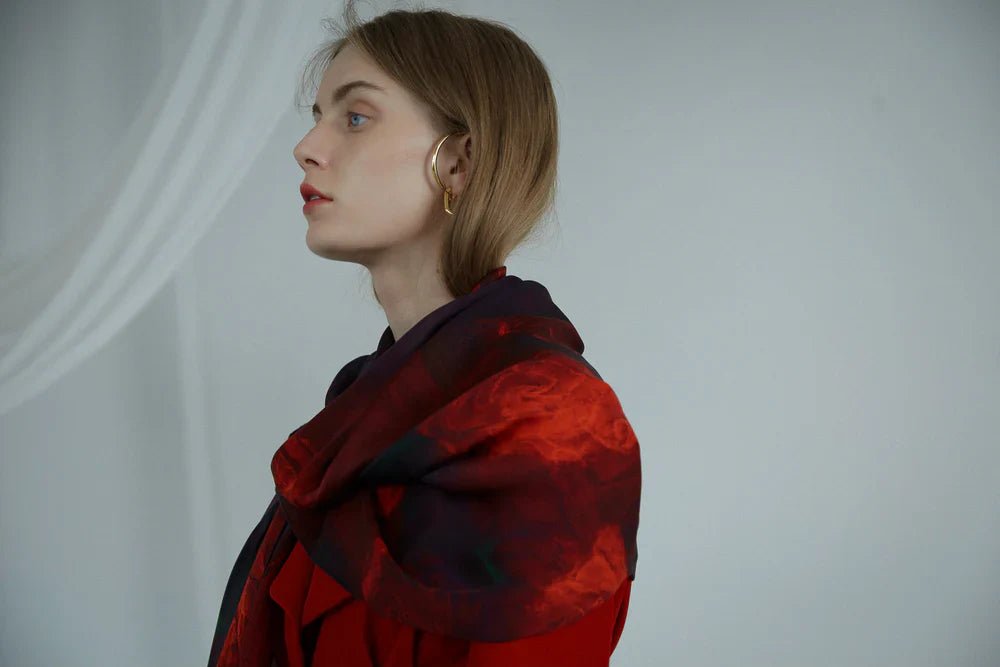 "La Rosa" Silk Pocket Square & Silk Shawl Set