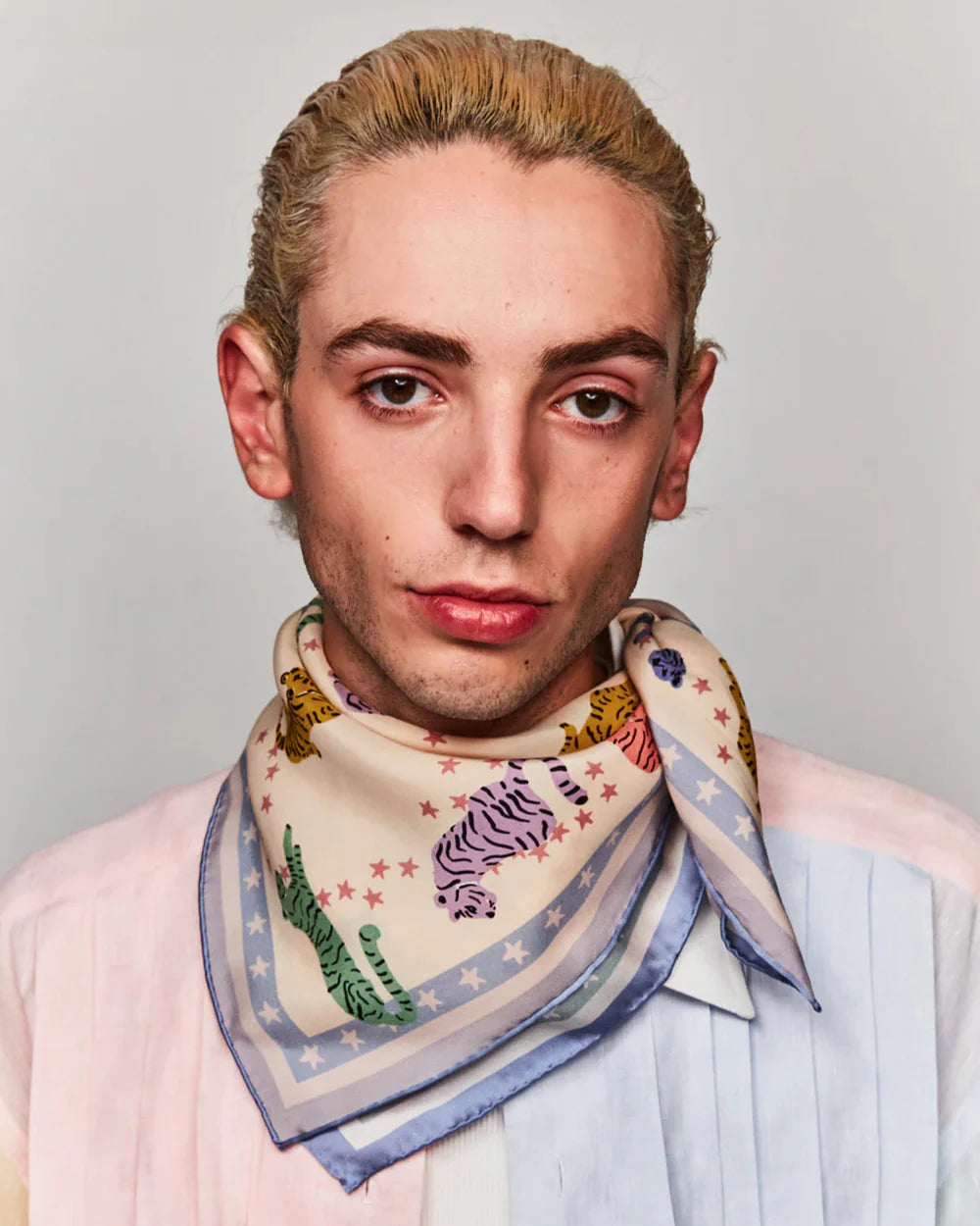 "Neon Tigers" Silk Pocket Square & Silk Bandana Scarf Set