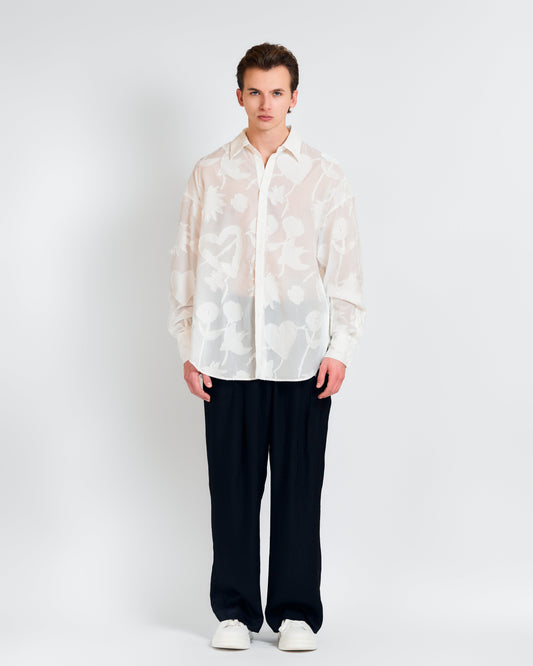 "Frida's Dream" Sheer Jacquard Long Sleeve Shirt