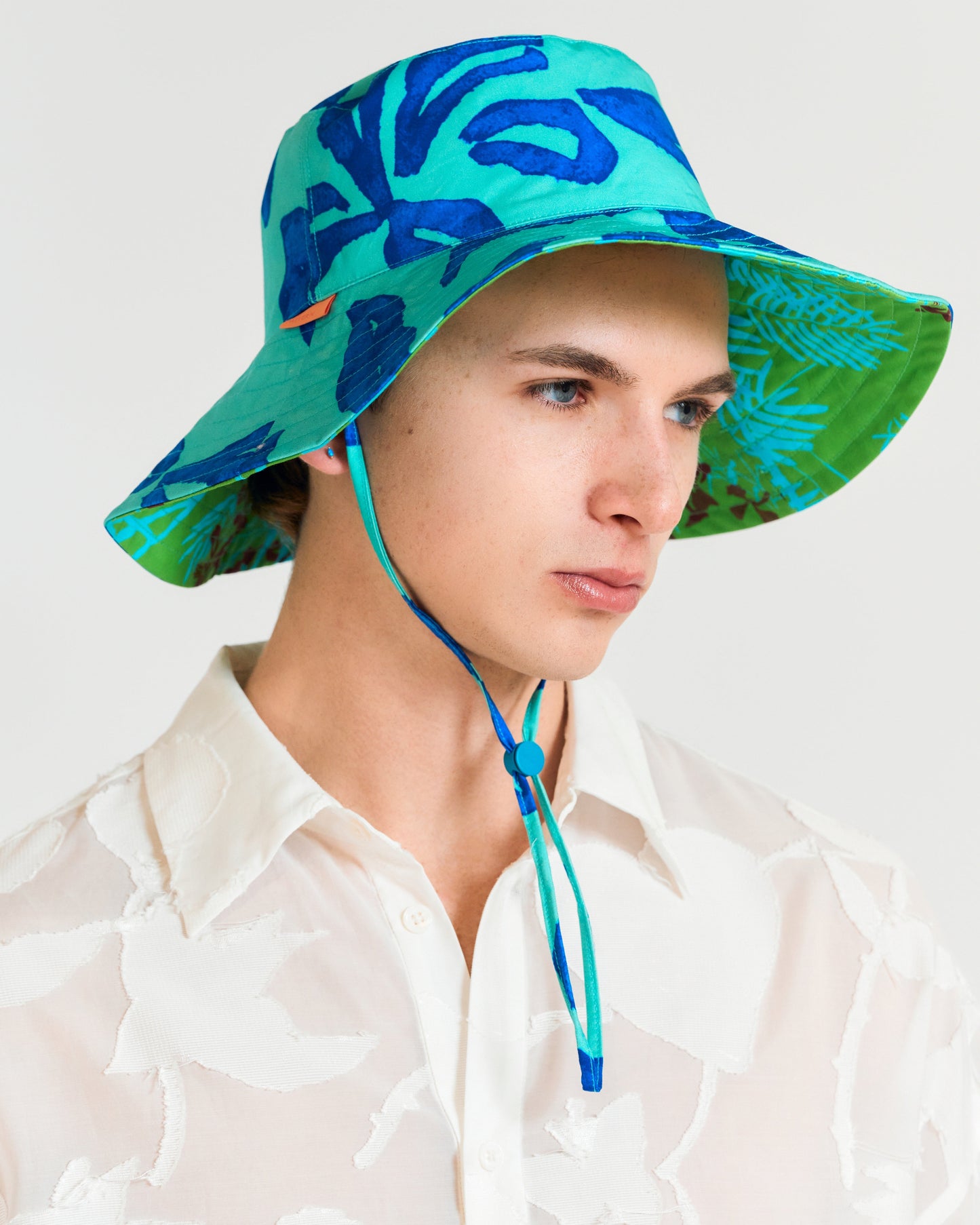 “Tropical Bliss” Reversible Sun Hat - Ocean Blue