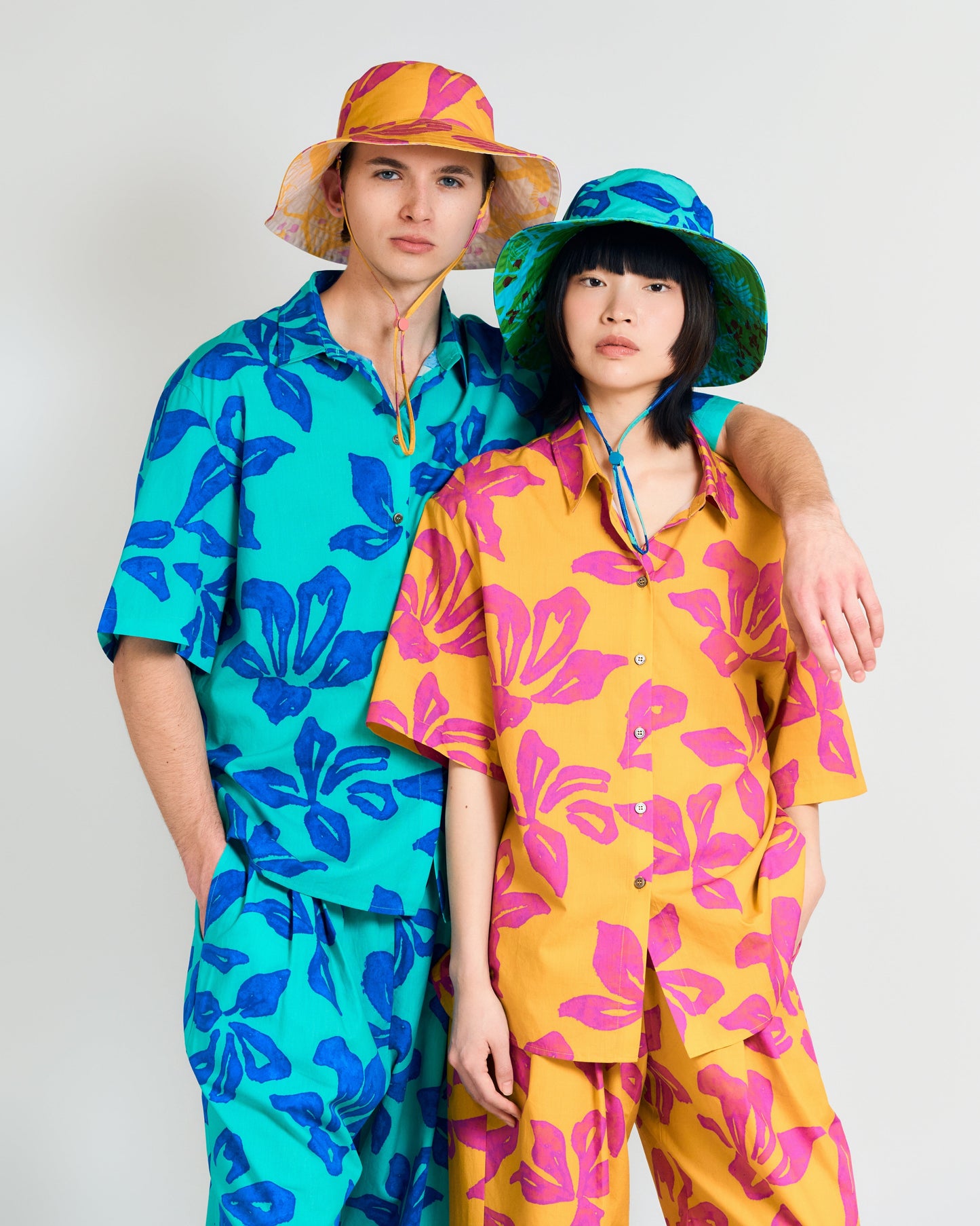 “Tropical Bliss” Wide-Leg Palazzo Pants - Ocean Blue