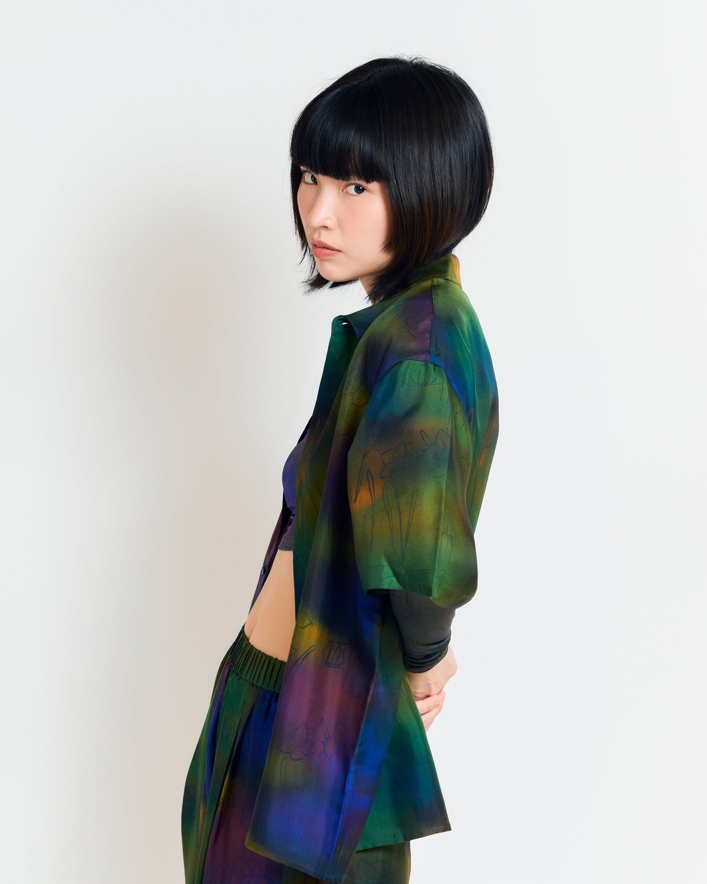 "Brooklyn" Oversized Silk Hawaii Shirt - Green