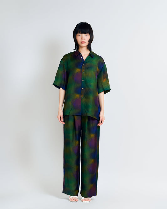"Brooklyn" Silk Wide Leg Palazzo Pants - Green
