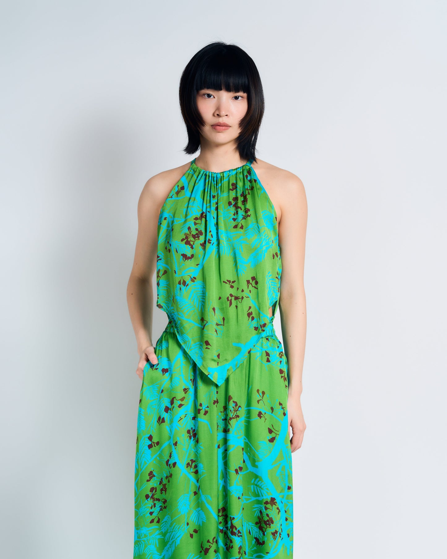“Coco Dream” Halter Scarf Top - Green